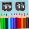 MUCKLILY 4pcs Dual Makeup Pencil Sharpeners for Eyebrow and Lip Liner Durable Manual Cosmetic Sharpening Tool for Small and Pencils Portable Black Random Color view 3