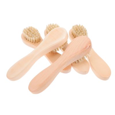 BUTIFULSIC 5pcs Facial Cleansing Brush with Soft Bristles Wooden Handle for Deep Pore Cleaning Exfoliating and Massaging Lightweight Portable Face Wash Brush for Men and Women Daily Skincare