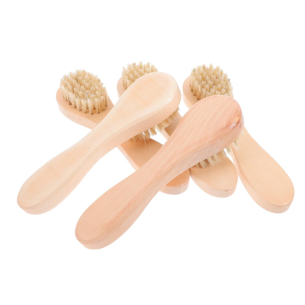 BUTIFULSIC 5pcs Facial Cleansing Brush with Soft Bristles Wooden Handle for Deep Pore Cleaning Exfoliating and Massaging Lightweight Portable Face Wash Brush for Men and Women Daily Skincare