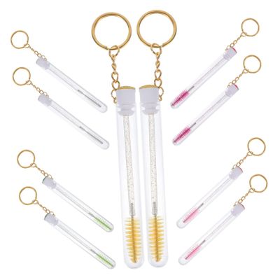 ETHZZLE 10 pcs Eyelash Lash Brushes with Tubes and Keychain Portable Lightweight Crystal Lash Comb for Women and Stylish Gift Storage and Convenient Carry