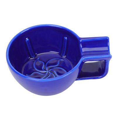 ASAKKURA Ceramic Men Shaving Bowl Blue Durable Foaming Soap Cup with Smooth Edges Comfortable Grip Practical Grooming Accessory for Daily Beard Care and Gift Use