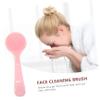 ASAKKURA 3pcs Portable Handheld Silicone Facial Brush for Women Soft Cleansing Brush with Long Handle for Gentle Makeup Removal Blackhead Cleaning Lightweight and Easy to Hold Pink view 2
