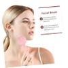 ASAKKURA 3pcs Portable Handheld Silicone Facial Brush for Women Soft Cleansing Brush with Long Handle for Gentle Makeup Removal Blackhead Cleaning Lightweight and Easy to Hold Pink view 3