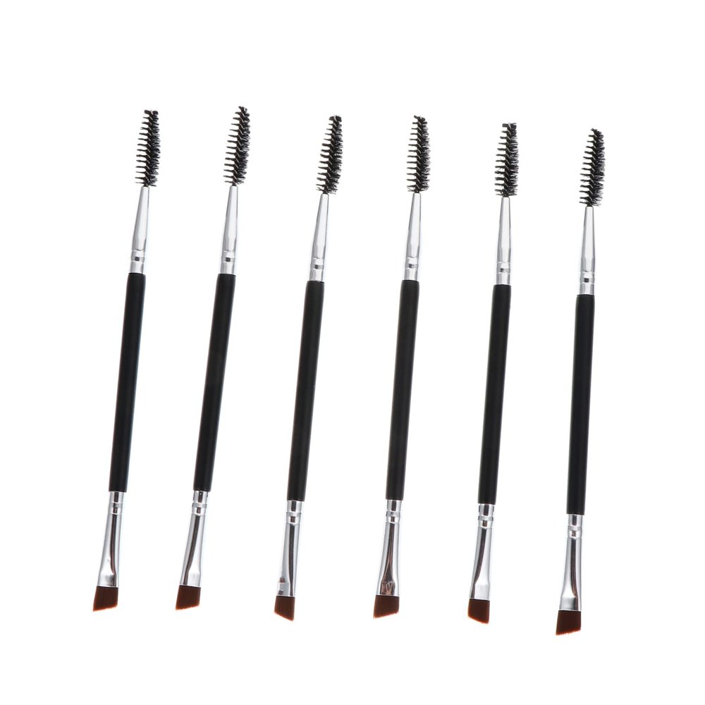 VALICLUD 6Pcs Double Ended Brow Makeup Brushes with Eyebrow Brush and Spoolie for and Handle Soft Artificial Bristles for Precise Eyebrow and Eyelash Grooming