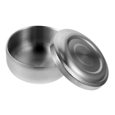 Healvian Stainless Steel Men Shaving Bowl with Lid Durable Practical Shaving Cream Soap Container Compact for Home Bathroom Barber Shop Salon Use Simple Design Men Silver