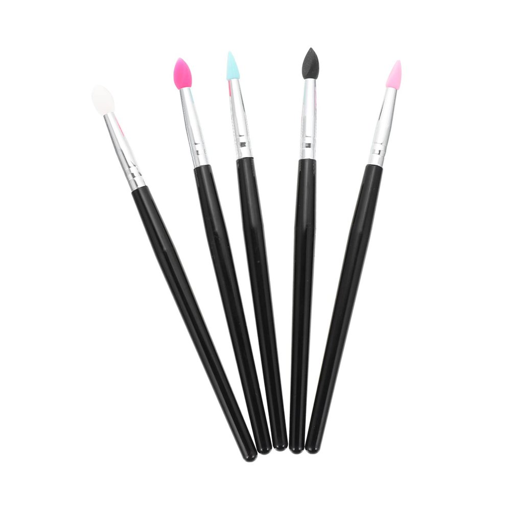 ASAKKURA 5Pcs Silicone Eyeshadow Brushes Non Stick Eye Makeup Applicators with Comfortable Handles for Women and Professional Beauty Supply for Precise Lipstick and Blush Application