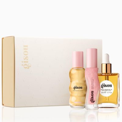 Gisou Honey Gloss On The Go Travel Set, Wildflower Honey Hair Perfume, Watermelon Sugar Lip Oil, Hair Oil, Shine-Boosting