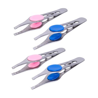 CATIEBYE 4Pcs Stainless Steel Eyebrow Tweezers Durable Grip for Trimming and Facial Hair Removal
