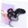 HONMEET 2PCS Curly Wig Bangs Long Wavy Fake Hair Pieces High Temperature Fiber Synthetic Wigs for Women Natural Black and Black Brown Color Comfortable and Easy to Care view 4