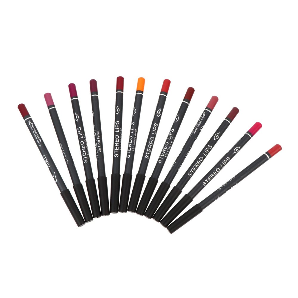 BIUDECO 12Pcs Lip Liner Pencil Matte Wood Makeup Lipsticks Accessory Portable with Smooth Texture for Precise Lip Contouring and Color