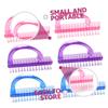 Beaupretty 6pcs Nail Dust Remover Brushes Plastic Manicure Nail Tools for Cleaning Fingernails Hands Feet Travel Gift in Pink Purple Blue view 4