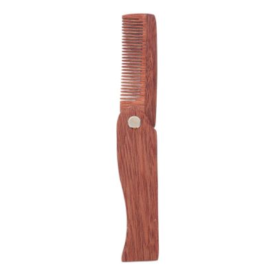 Healifty Portable Wooden Mustache Comb Folding Beard Hair Styling Tool Ergonomic Design for Men Travel Pocket Use Household Grooming