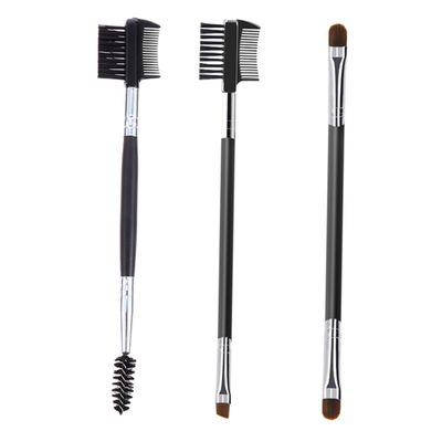 COOPHYA 3pcs Double Ended Eyebrow Brush and Eyelash Comb Dual Use Cosmetic Makeup Tool for and Precise Eyebrow Shaping in Black