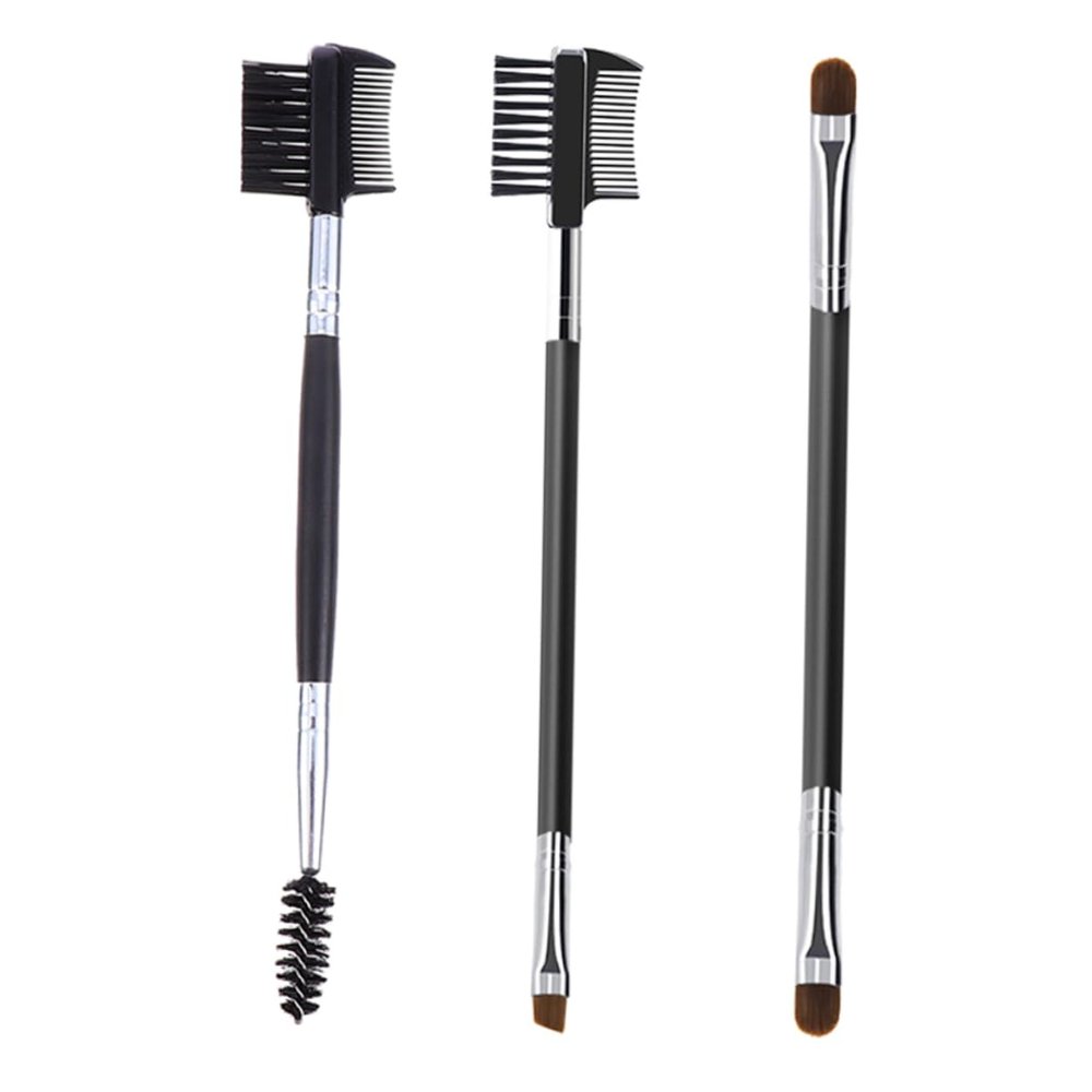 COOPHYA 3pcs Double Ended Eyebrow Brush and Eyelash Comb Dual Use Cosmetic Makeup Tool for and Precise Eyebrow Shaping in Black