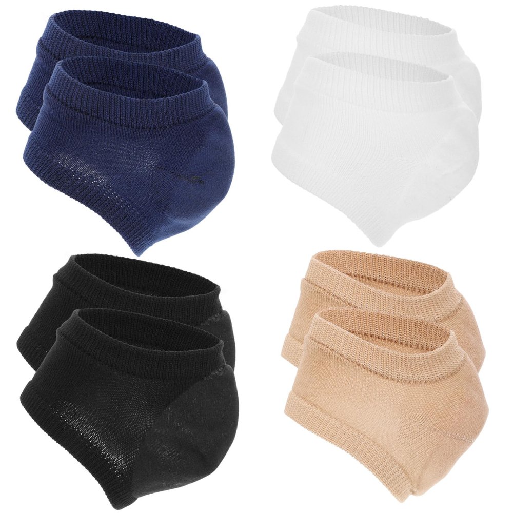 COSMEVIVI 4 Pairs Moisturizing Heel Socks with Gel Lining for Cracked Heels Breathable Elastic Cotton Covers to Soften Horniness and Protect Dry Skin Multi Color for Women and Foot Care