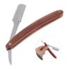 BEBEMOKO Wood Handle Straight Razor Lightweight Manual Beard Shaving Tool for Men Foldable Design for Barber Shops and Hair Salons Portable Grooming Blade view 3