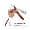 BEBEMOKO Wood Handle Straight Razor Lightweight Manual Beard Shaving Tool for Men Foldable Design for Barber Shops and Hair Salons Portable Grooming Blade view 4