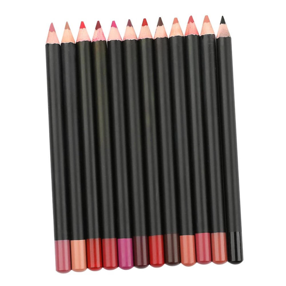 Happyyami 12pcs Matte Lip Liner Pencils Smooth Multi Color Lip Shaping Makeup for Natural Definition Stain Resistant Women