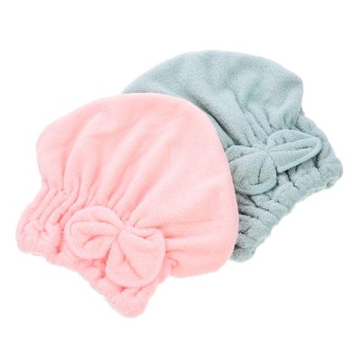 NULYLU 2pcs Coral Fleece Hair Drying Towels Absorbent Lightweight Bathing Caps for Women Quick Dry Hair Wraps with Cute Cartoon Design Reduce Frizz and Breakage for Travel and Home Use