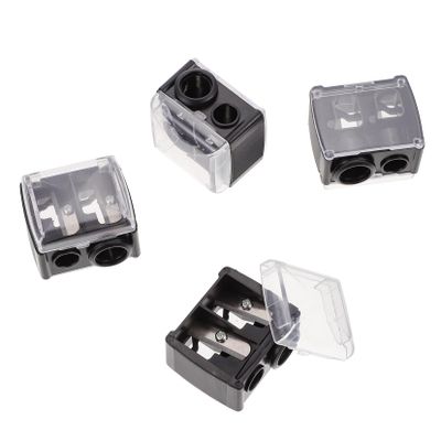 MOTHNUR 4pcs Double Makeup Pencil Sharpener for Eyeliner Eyebrow Pencils Cosmetic Tool for Women Suitable for Small Pens Efficient and Precise Sharpening in Black Random Color