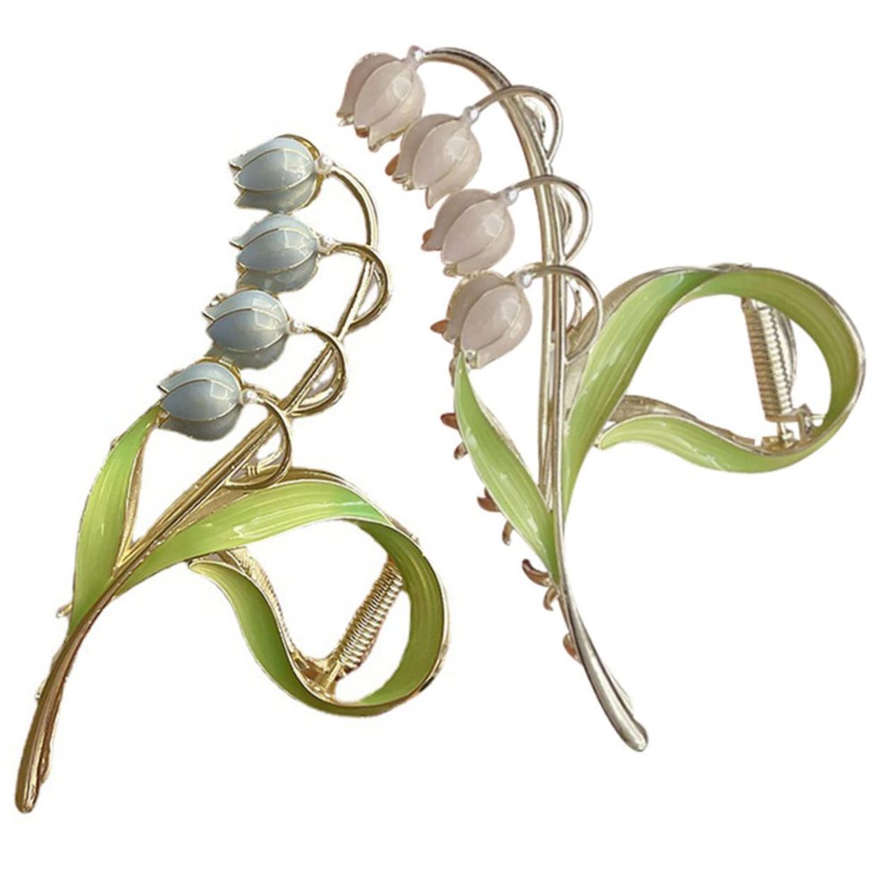 Ipetboom 2pcs Tulip Flower Hair Claw Clips for Long Grip Jaw Clips for Women Everyday Use and Gifts