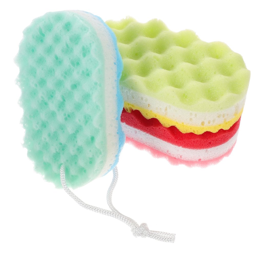 COOPHYA 3Pcs Bathing Sponge with Hanging Rope for Women Men Soft Body Scrubbers for Shower Exfoliating and Deep Cleansing Comfortable Moisture Absorbing Bath Tools