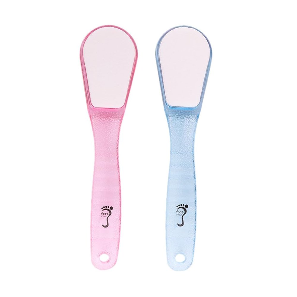 AUTSUPPL 2Pcs Double Sided Pedicure Tool Foot Scrubber for Dead Skin Removal Rough Stone Exfoliator Foot Care Props Massage Grip Random Color