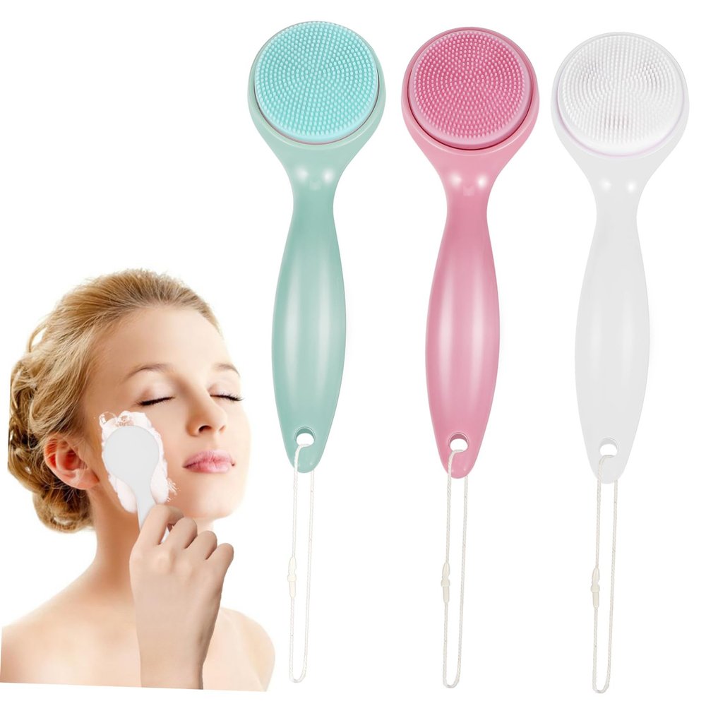 Anneome 3pcs Manual Silicone Facial Cleansing Brushes Soft Skin Care Face Wash Scrubbers for Travel Compact Gentle Deep Cleaning