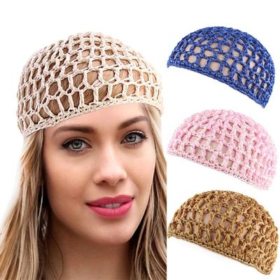 Tubi Mesh Crochet Hair Net Knit Snood Hat Thick Short Women Hairnet Wrap Doobie Dominican Snoods Cover Ornament for Sleeping (US, Alpha, One Size, Green)