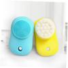 BEBEMOKO 2pcs Double Sided Silicone Facial Brush Face Cleaning Tool for Women Portable Lightweight Face Scrubber Deep Cleansing Exfoliator Brush in Lemon Yellow and Sky Blue view 3