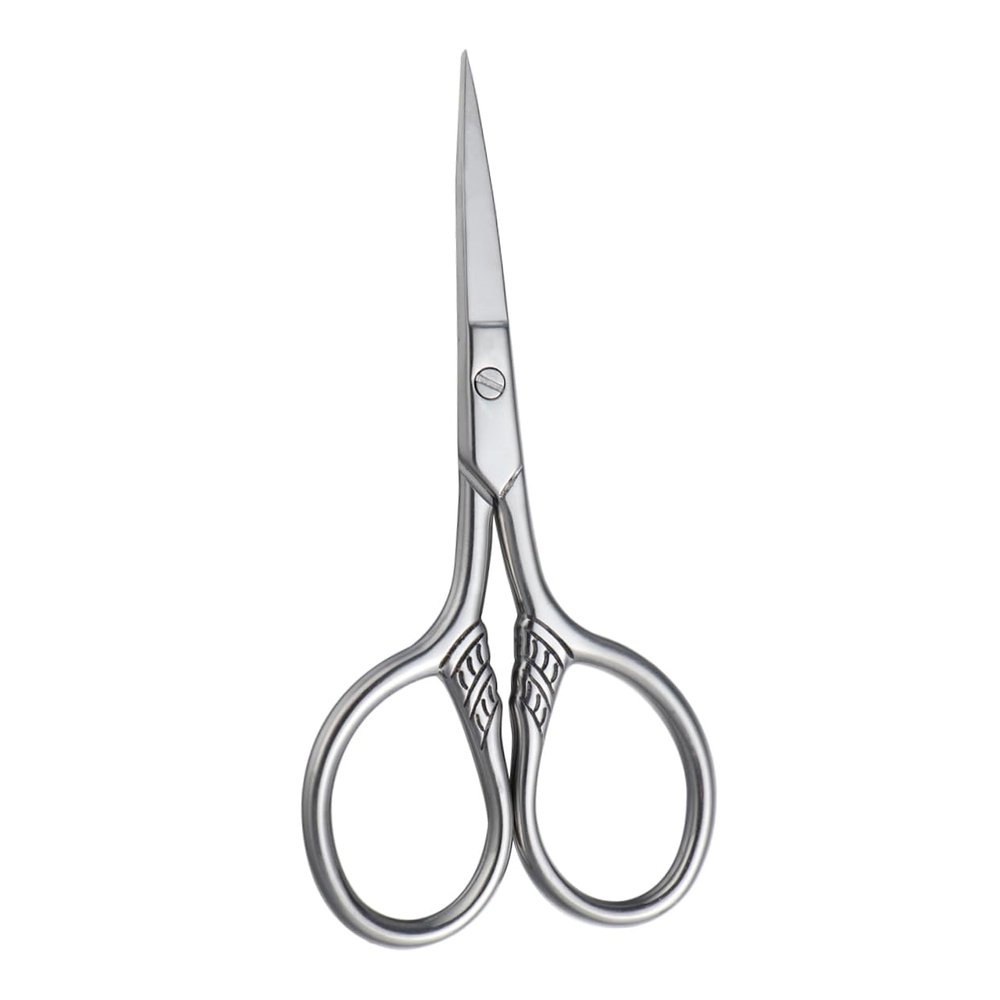 HEALEEP Stainless Steel Mustache Scissors for Men Beard Shears with Mirror Polished Blades Precise Facial Hair Trimming Tool for Beard and Mustache Grooming Rust Silver Design
