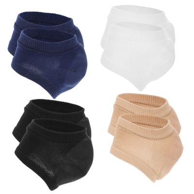BEBEMOKO 4 Pairs Moisturizing Gel Heel Socks for Cracked Heel Repair Comfortable Stretchy Cotton Blend Protective Toeless Design for Men and Women Relieves and Prevents Dryness