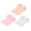 SKISUNO 3Pairs Womens Moisturizing Socks for Dry Cracked Feet Breathable Protective Foot Covers with Intensive Hydration Lightweight for Travel in XL White Pink Nude view 1