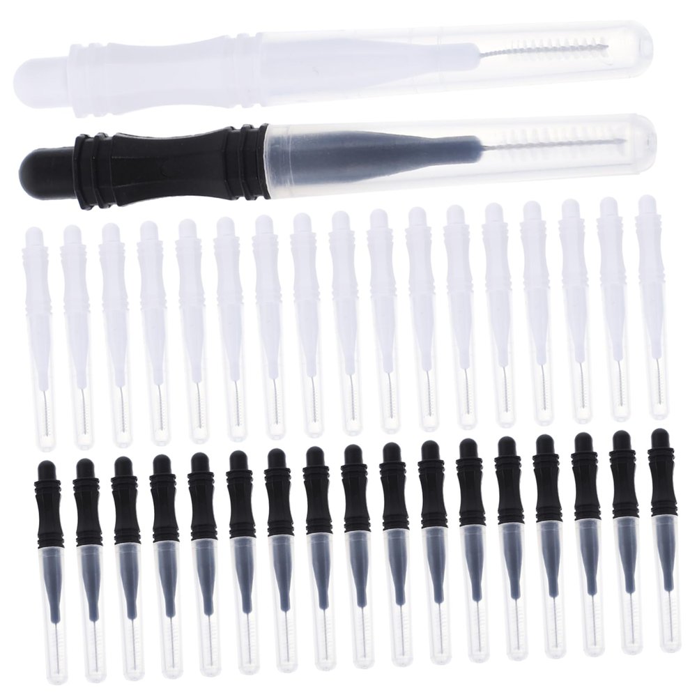Beaupretty 60 pcs Micro Eyebrow Brush Tool with Protective Caps Lightweight Portable Brow Lamination Spoolies Compact for Easy Use and Dust Prevention Black and White