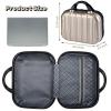 Tlence 13" Hard Shell Makeup Travel Case, Portable Hand Luggage with Elastic Band, ABS Carrying Cosmetic Suitcase, Small Train Makeup Storage Organizer Box for Toiletry, Gifts for Women, Champagne view 2