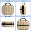 Tlence 13" Hard Shell Makeup Travel Case, Portable Hand Luggage with Elastic Band, ABS Carrying Cosmetic Suitcase, Small Train Makeup Storage Organizer Box for Toiletry, Gifts for Women, Champagne view 4