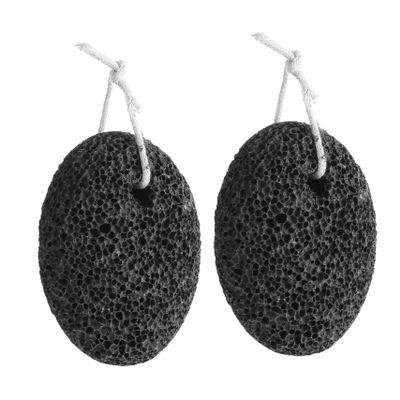DINHEAROM 2pcs Foot Rasp Pumice Stone for Exfoliating Hard Calluses and Dead Skin Natural Volcanic Foot File with Thread for Hanging Accessory to Soften and Remove Rough Dry Skin