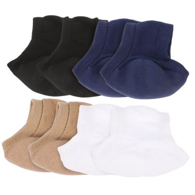 NULYLU 4 Pairs Heel Moisturizing Socks with Gel Cushion Breathable Elastic Heel Protectors for Dry Cracked Softening and Repair Suitable for Men and Women White Nude Black Blue