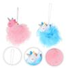 ADOCARN 2pcs Cartoon Unicorn Bath Balls for Gentle Exfoliating and Keratinizing Skin Portable Shower Loofah with Strong Foaming Mesh Hanging Design for Convenient Storage Suitable for Men view 2