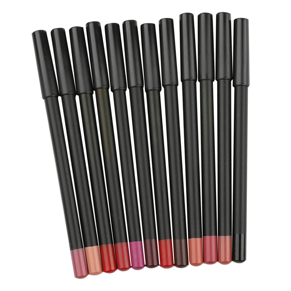 AUTSUPPL 12pcs Matte Lip Shaping Pencils Multi Use Lip Liner for Eyebrows and Eyeliners Portable Beauty Makeup