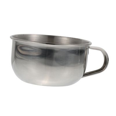 BEBEMOKO Stainless Steel Shaving Bowl with Handle for Men Slip Resistant Bubble Foam Container Rust Resistant Beard Wet Razor Shave Dish Stable Non Tip Design Smooth Polished Edges Safety