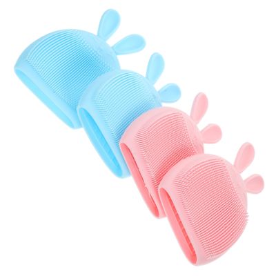 BATHVEVE 4pcs Silicone Facial Cleansing Brush Deep Pore Face Scrubber and Massager for Oily Skin Blackhead Removal Gentle Textured Exfoliating Skin Care Tool