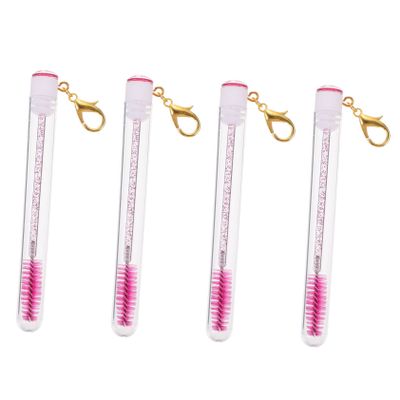 ADOCARN 4pcs Eyelash Mascara Brush Tubes with Rhinestones Long Makeup Applicators for Women Plastic and Fiber Portable Beauty Tools for Travel and Daily Use