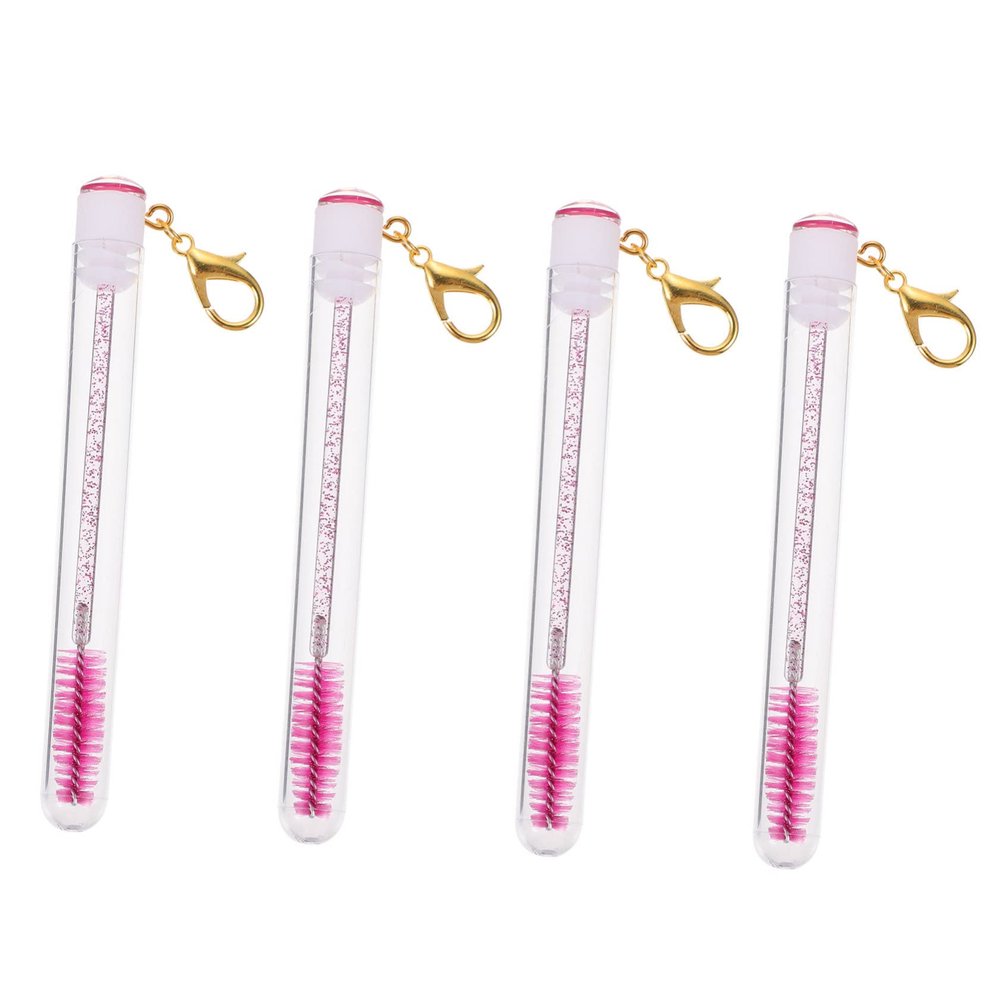 ADOCARN 4pcs Eyelash Mascara Brush Tubes with Rhinestones Long Makeup Applicators for Women Plastic and Fiber Portable Beauty Tools for Travel and Daily Use