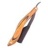 OUNONA Manual Folding Razor with Wooden Handle Stainless Steel Beard Grooming Tool for Men and Women Portable Compact Shaving Razor for Facial Hair Trimming and Mustache Shaving Safe view 1