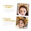 HEALEEP 2pcs Plush Wide Headband Tiger Ear Elastic Stretch Spa Hair Wrap for Women and Soft Makeup Face Wash Headband for Skincare Bathing Yoga and Mask Application White and Yellow view 3