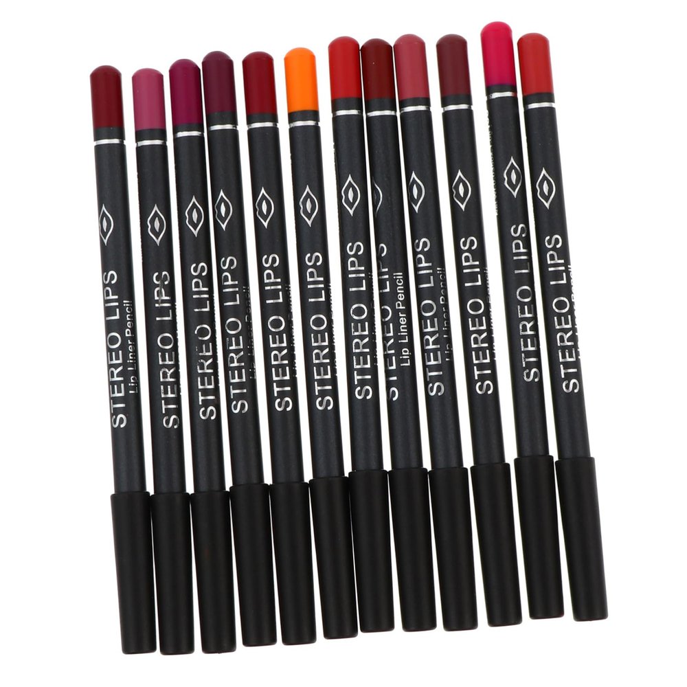COOLHIYA 12Pcs Matte Lip Liner Pencil Cosmetic Accessory for Precise Lip Shaping Makeup Supplies to Enhance Lipstick and Prevent Feathering