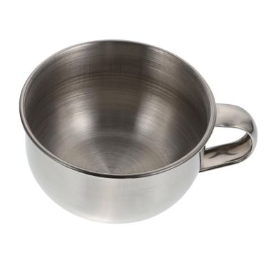 NULYLU Men's Stainless Steel Shaving Bowl with Handle Rustproof Foaming Vessel for Wet Razor Shave Slip Resistant Design Practical Beard Lather Dish for Bathroom Use