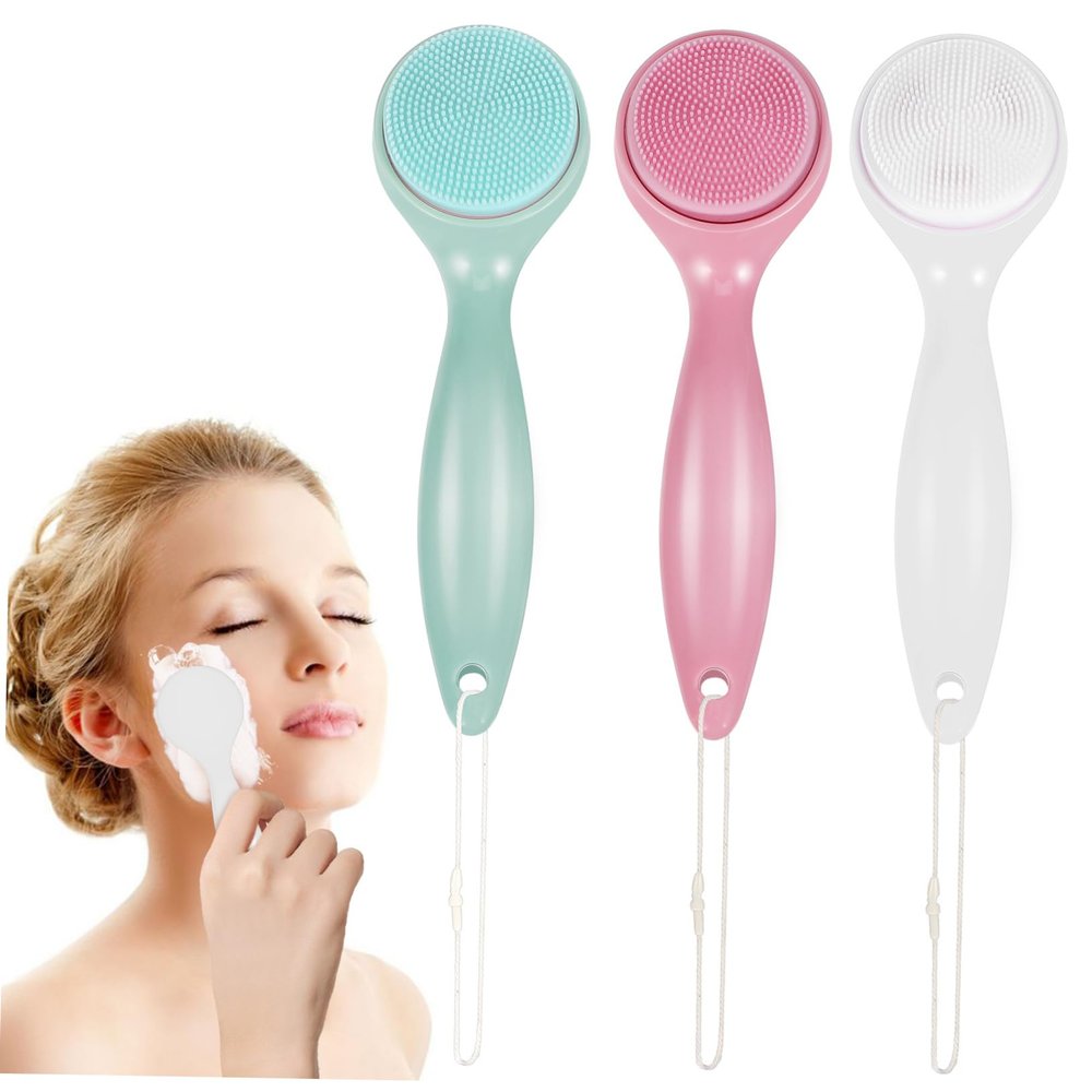 DONFAMDS 3pcs Silicone Facial Scrubber Manual Exfoliating Face Brush with Soft Bristles for Deep Cleansing and Gentle Massage Portable Compact Design for Travel and Daily Skincare