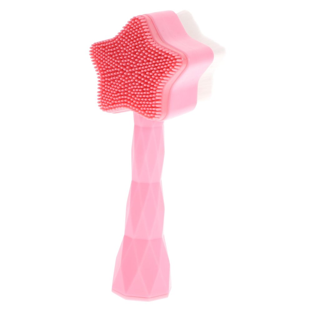 ARTSEWPLY Manual Silicone Facial Cleansing Brush Soft Skin Care Tool Pink Star Scrubber for Women Portable Cleaner Ergonomic Design for Gentle Exfoliation and Massage